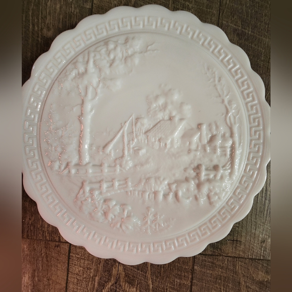 White Decorative Plate with Embossed Design